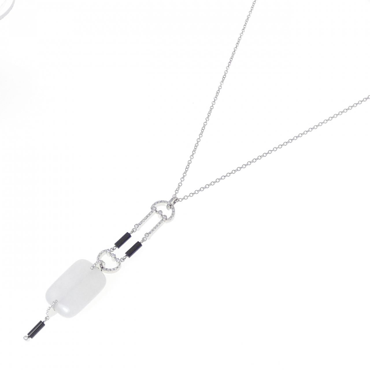 750WG カルセドニー ダイヤモンド オニキス ネックレス