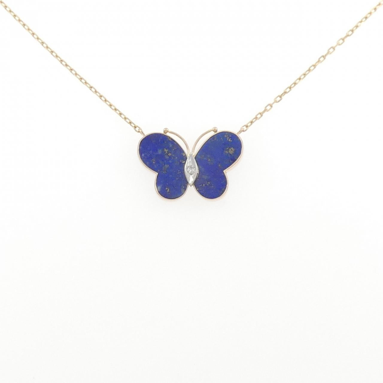 585 Yellow Gold Lapis Lazuli Butterfly Necklace