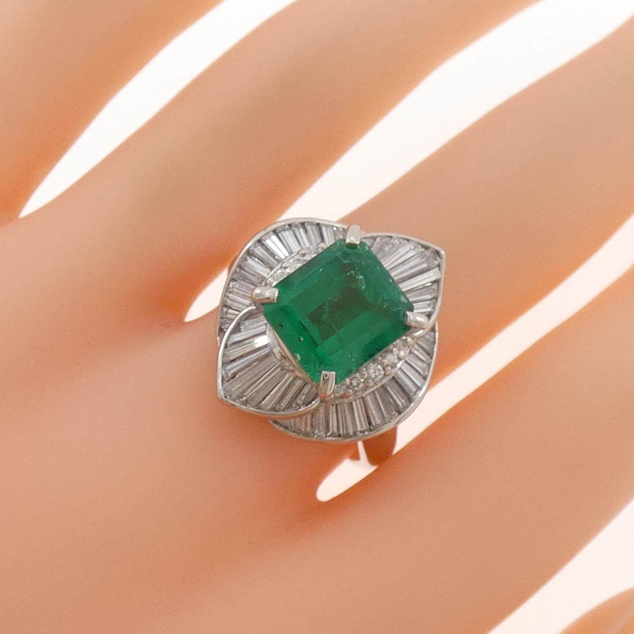 PT900 エメラルド ダイヤモンド リング