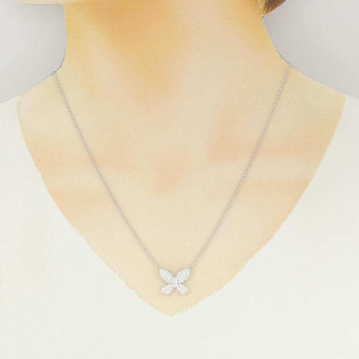 グラフ パヴェ バタフライ ミニ 18Kホワイトゴールド ダイヤモンド ネックレス