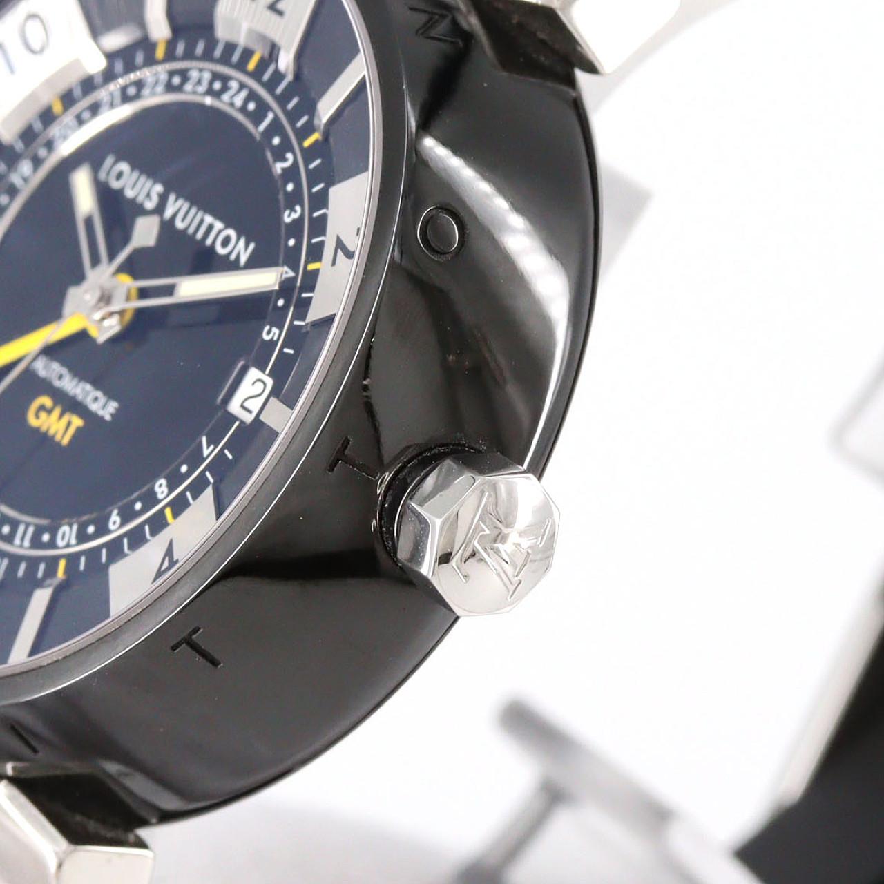 ルイヴィトン タンブール イン ブラック GMT ステンレススチール 腕時計