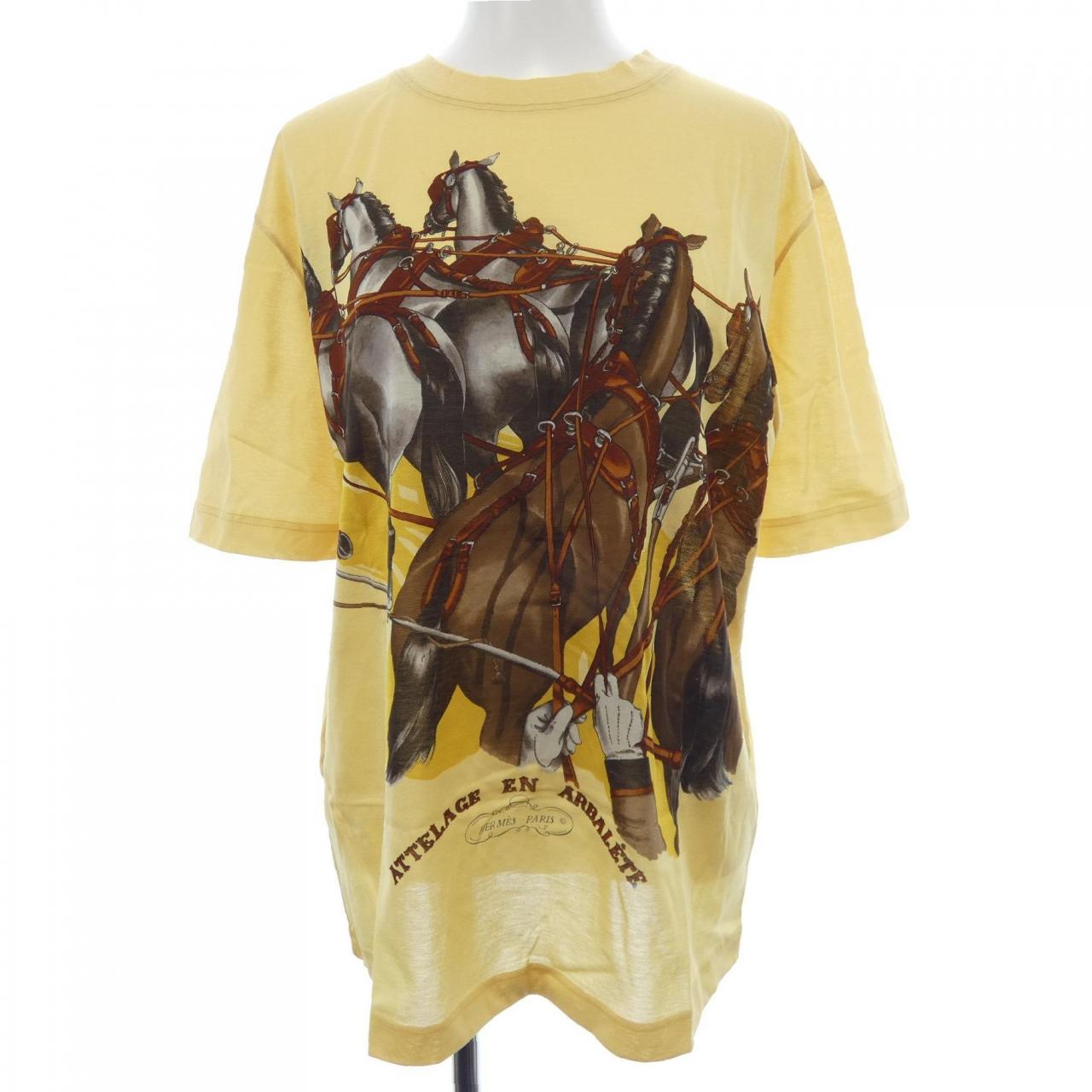 エルメス ATTELAGE EN ARBALETE コットンTシャツ
