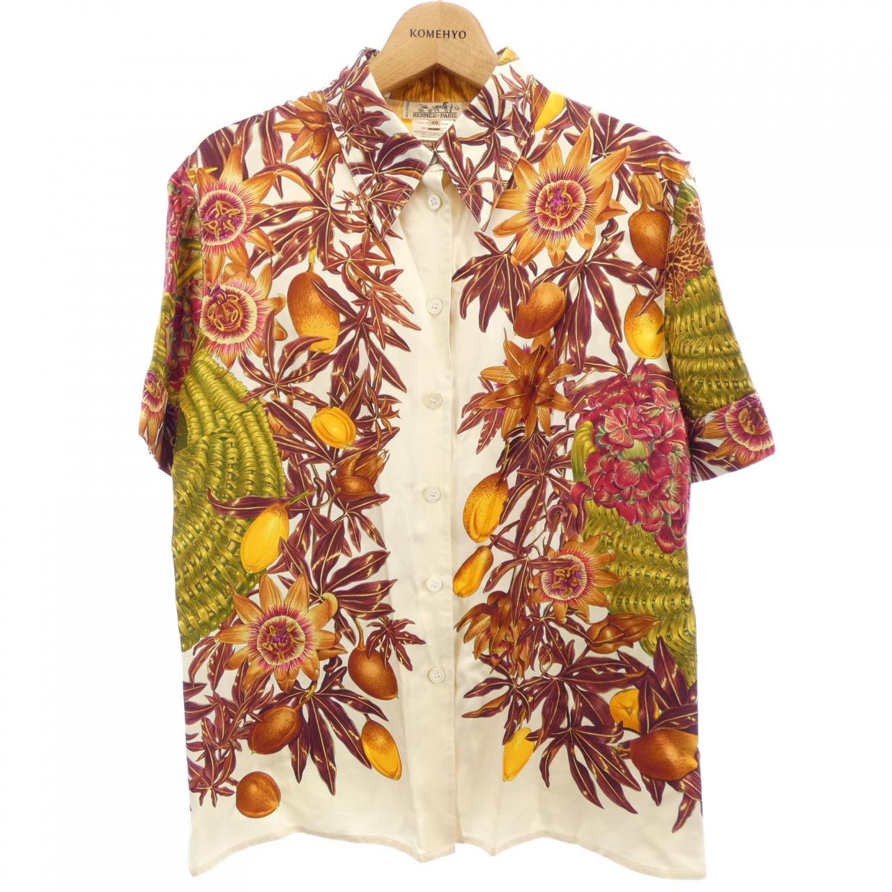 エルメス PASSIFLORES シルクシャツ40