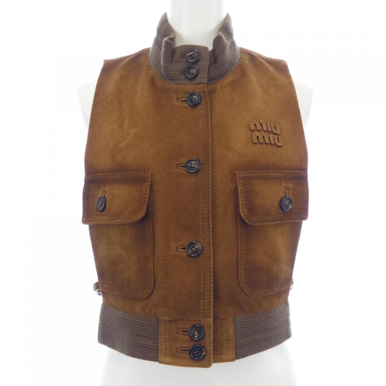 ミュウミュウ FROM THE RUNWAY ワックスドスエードラムレザーベスト