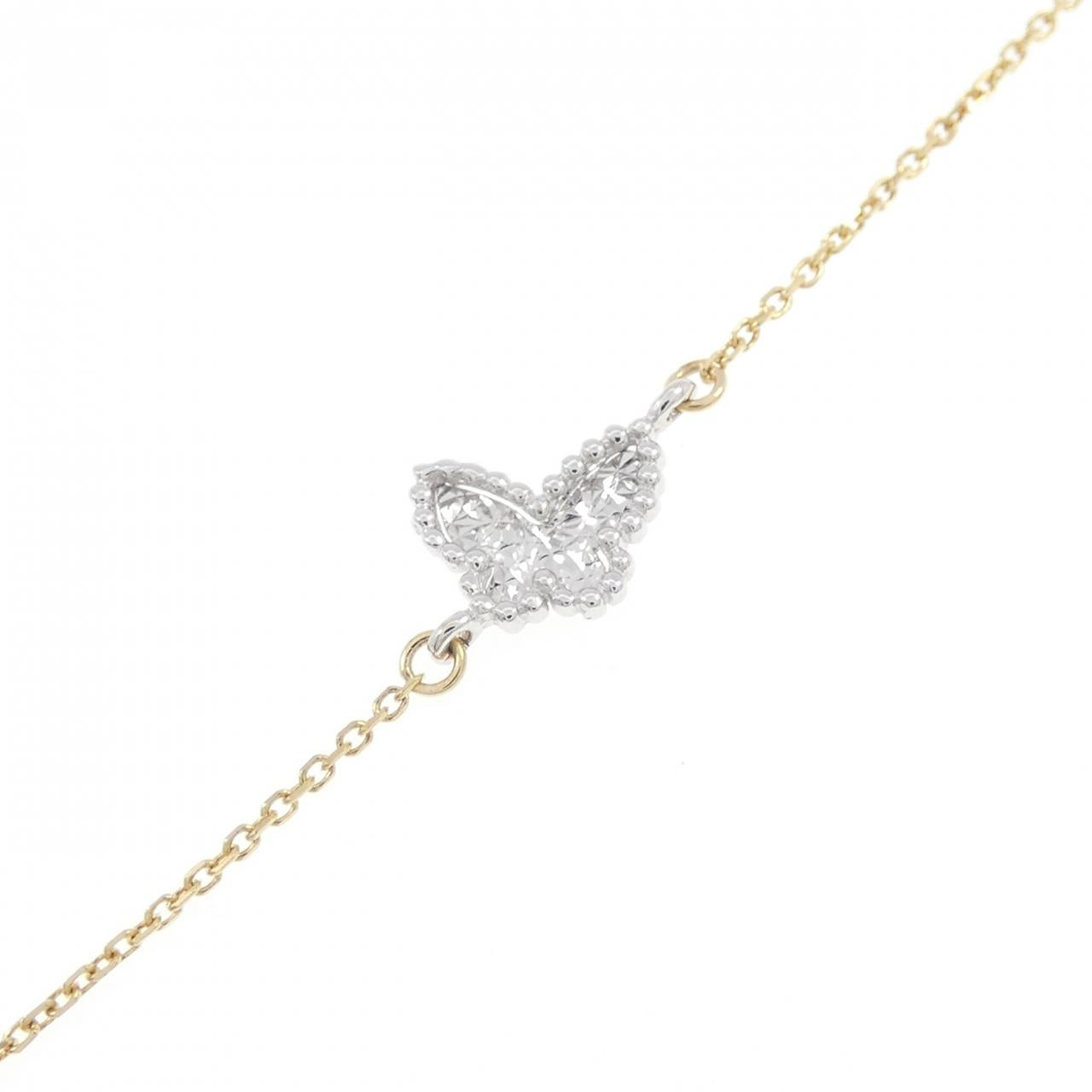 K18イエローゴールドプラチナ900バタフライダイヤモンドネックレス