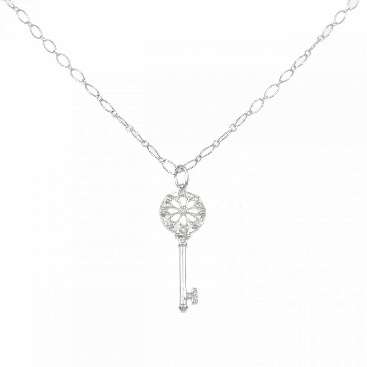 ティファニー フローラルキー 18Kホワイトゴールド ダイヤモンドネックレス