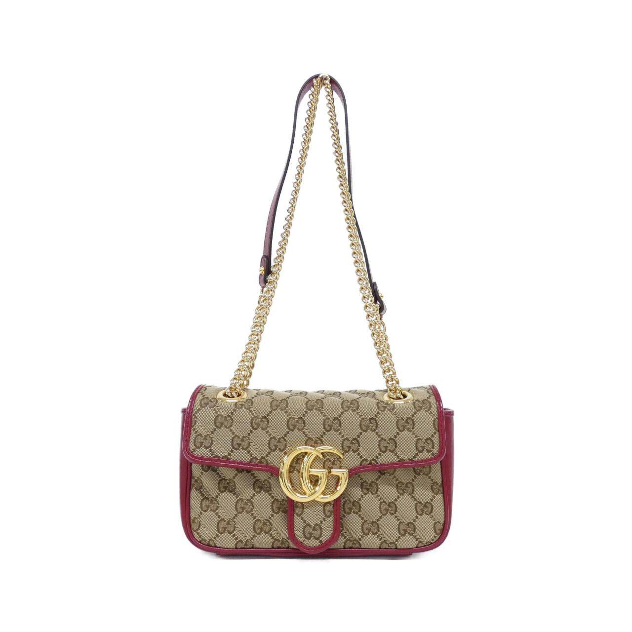 グッチ GGマーモント GGキャンバス レザー ショルダーバッグ