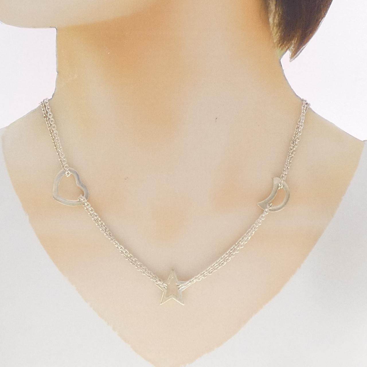 925シルバー スター ムーン ハート ネックレス