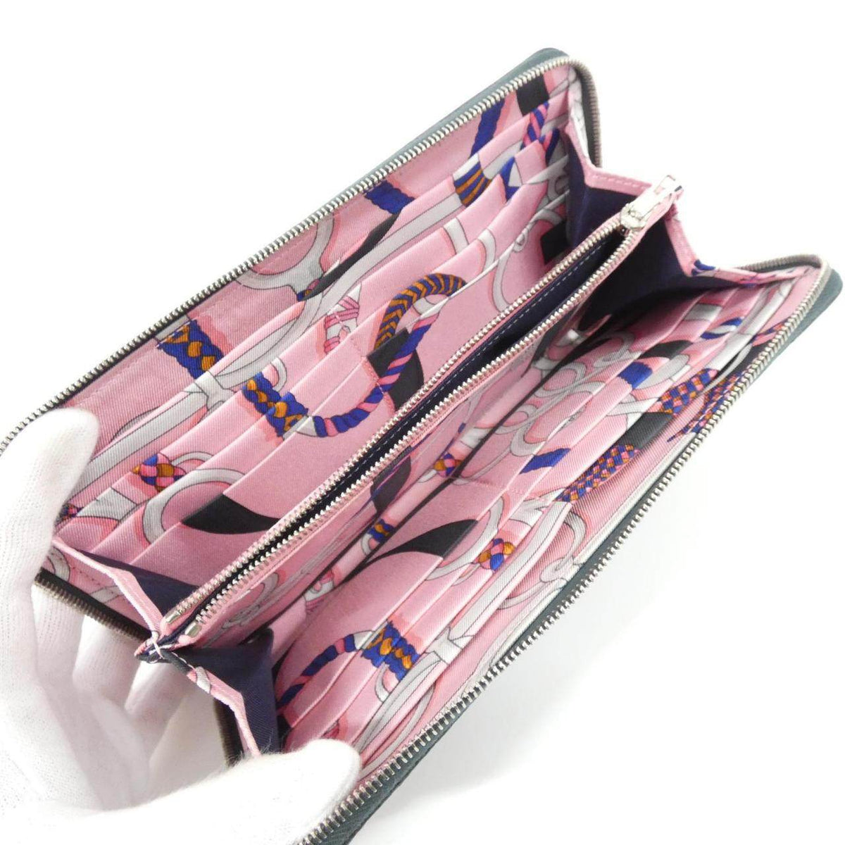 エルメス PANOPLIE EQUESTRE エプソン シルク 長財布