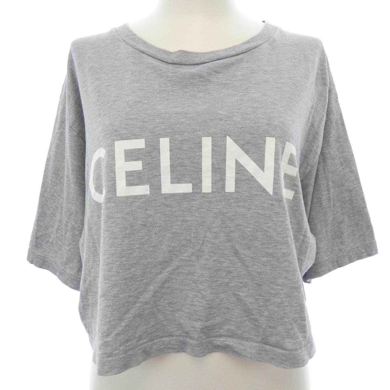 セリーヌ CELINEプリント コットンクロップドTシャツ