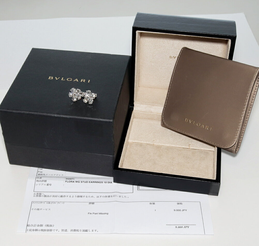 ブルガリ 18K ホワイト ゴールド フローラ フラワー ピアス