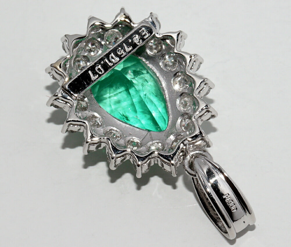 Pt900 プラチナ エメラルドペンダント 3.75ct ダイヤ 1.07ct