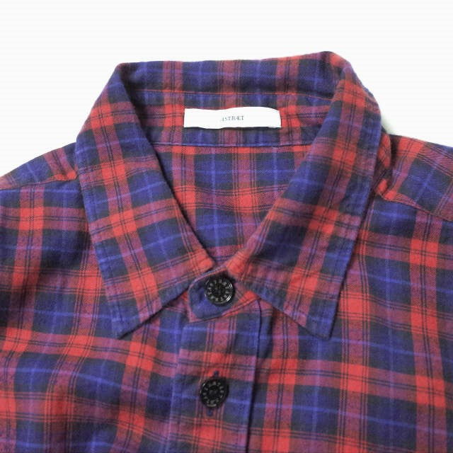 ASTRAET チェック ビッグ シャツ レッド/ネイビー 長袖