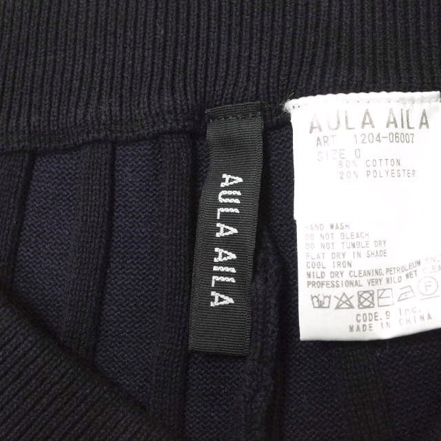 AULA AILA リブ パンツ ブラック 1204-06007