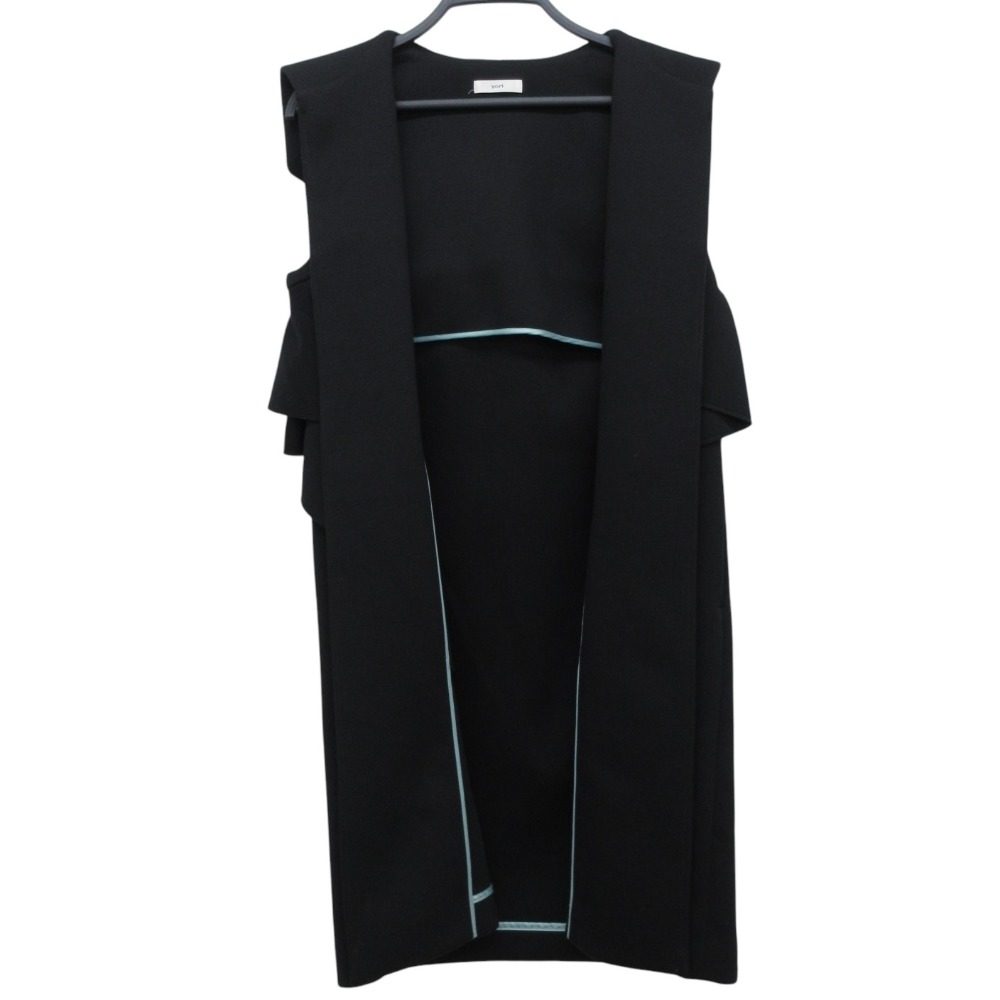 yori アシンメトリー フリル ボンディング ロング ジレ コート