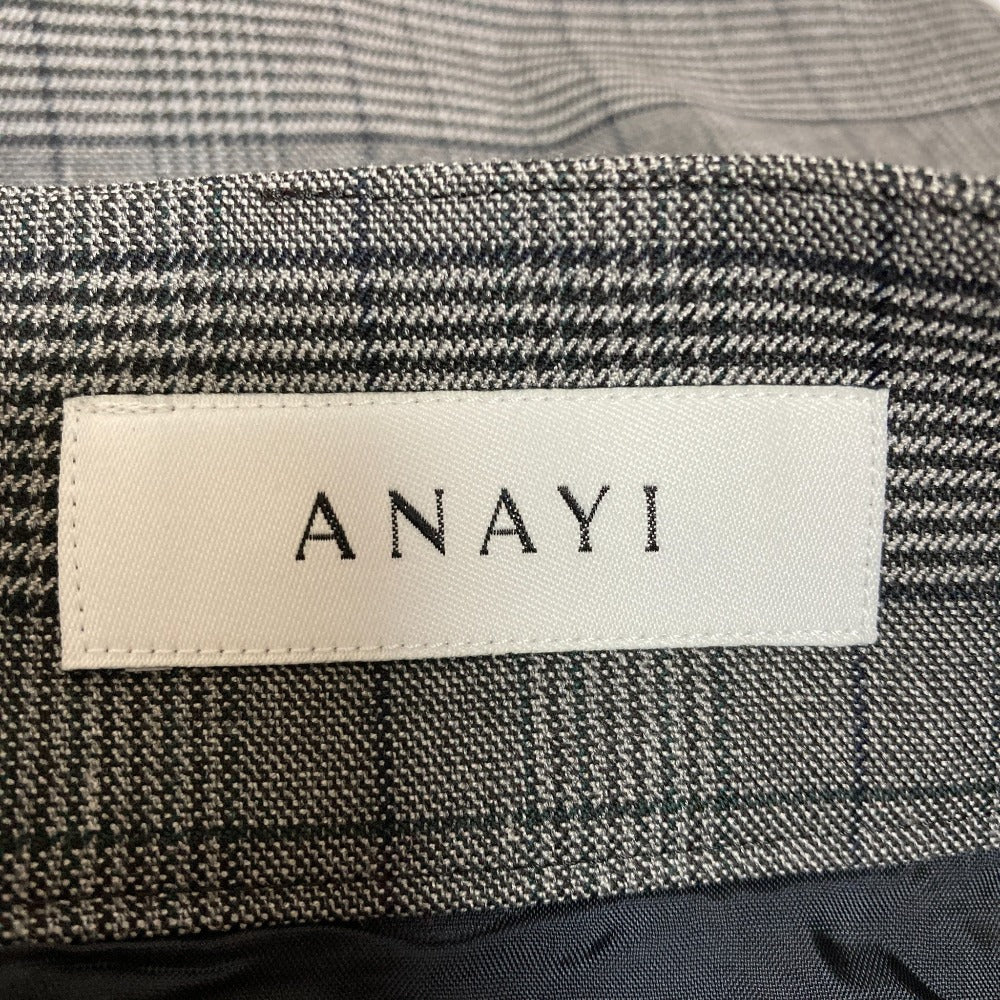 ANAYI グレンチェックロングフレアスカート