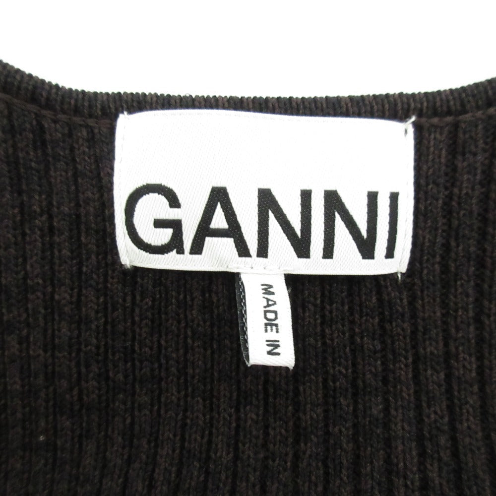 Ganni ストレッチ ワイド ネック ロング リブ ニット ドレス