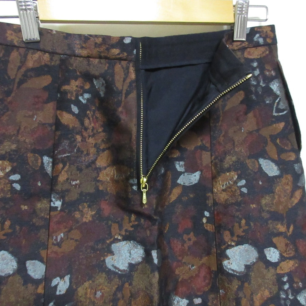 Drawer フラワー ジャカード シルク ブレンド マキシ スカート