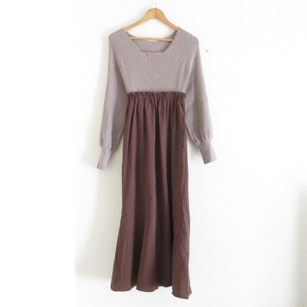 emmi atelier ニット ドッキング ロング ドレス
