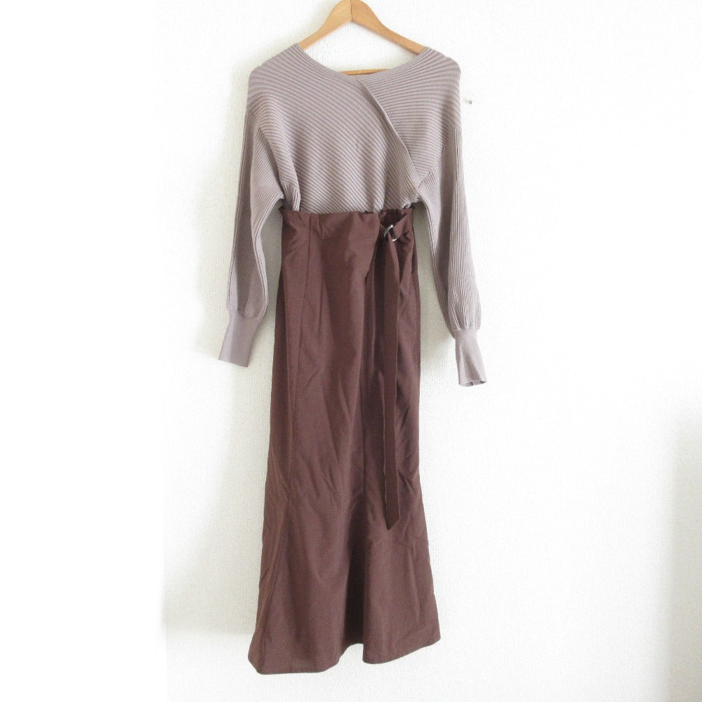 emmi atelier ニット ドッキング ロング ドレス