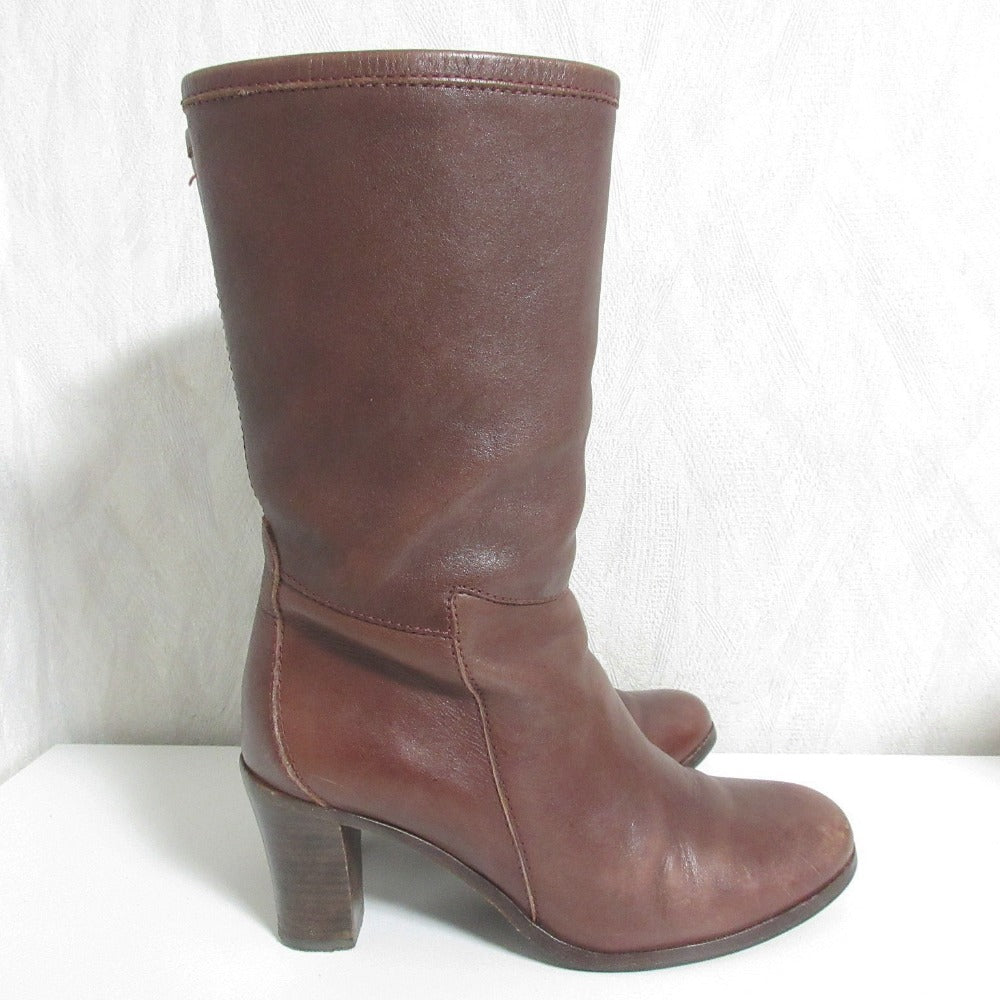 A.P.C. ラウンド トゥ レザー ミッド ブーツ