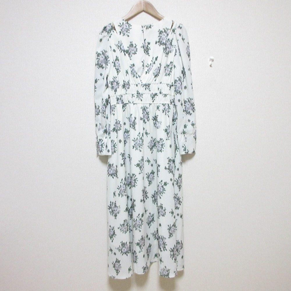 NATURAL BEAUTY BASIC スリット ショルダー プリント ドレス