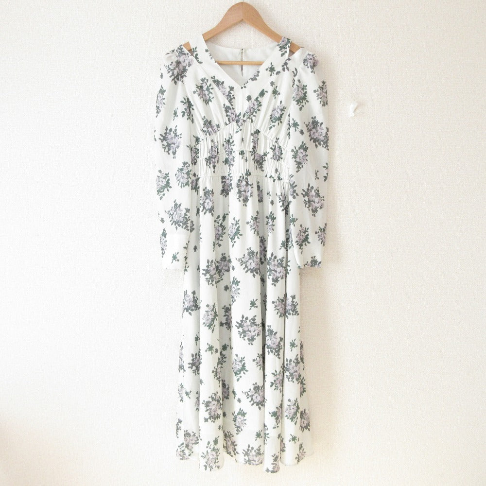 NATURAL BEAUTY BASIC プリント ロング ドレス