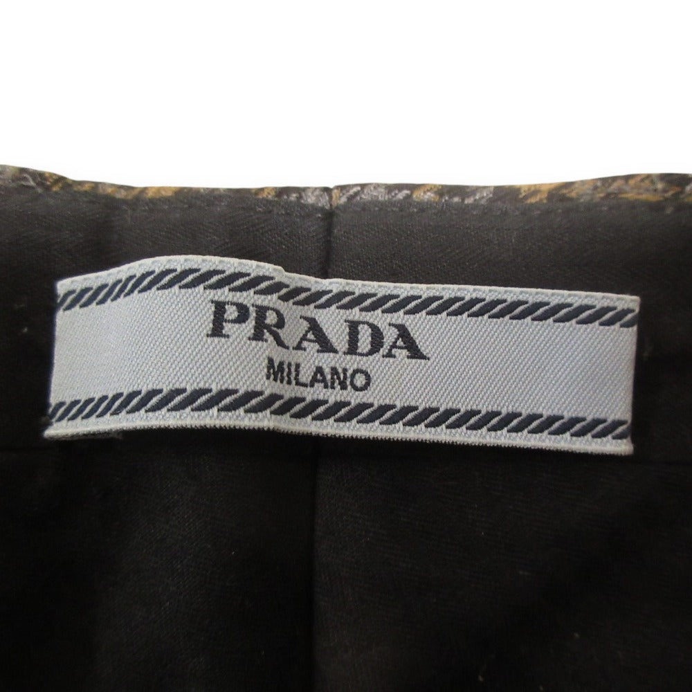 プラダ ハウンドトゥース ウール モヘア テーパード パンツ