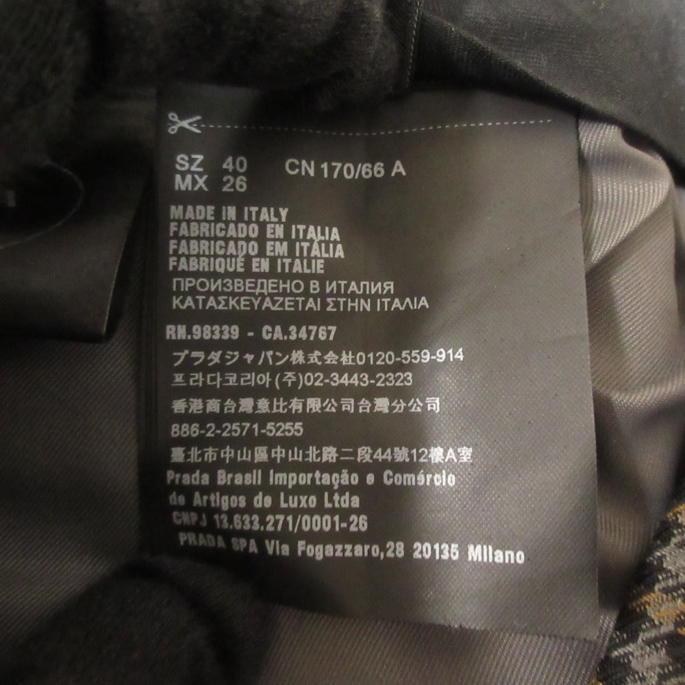 プラダ ハウンドトゥース ウール モヘア テーパード パンツ