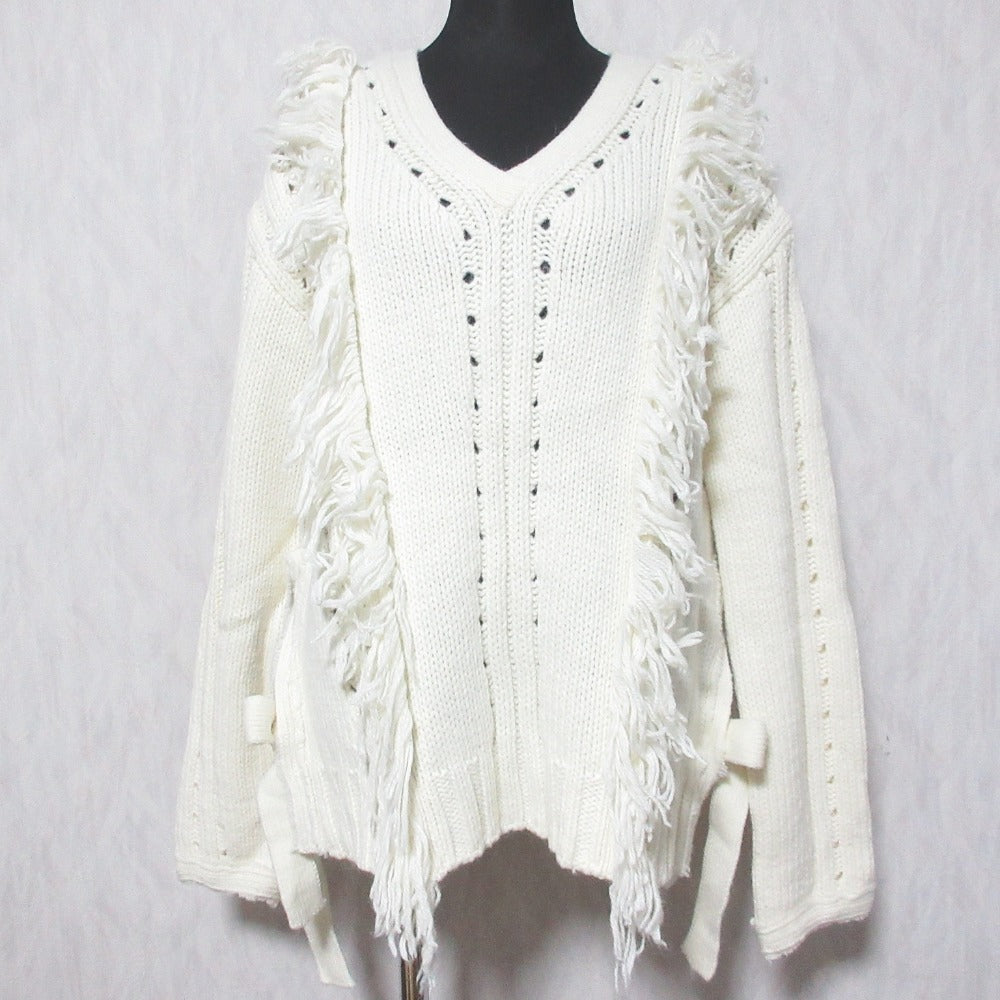 ケイ シラハタ Vネック フリンジ ニット プルオーバー