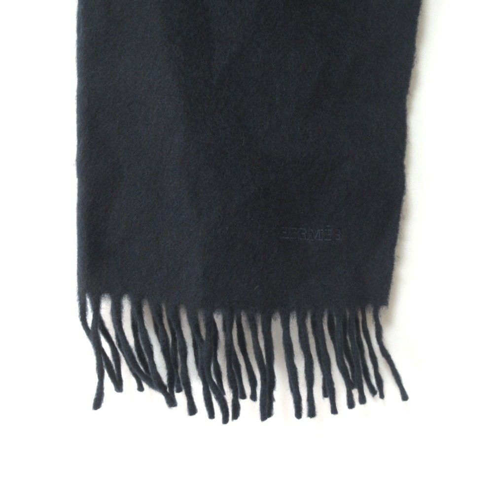 エルメス 刺繍ロゴ 100% カシミア スカーフ