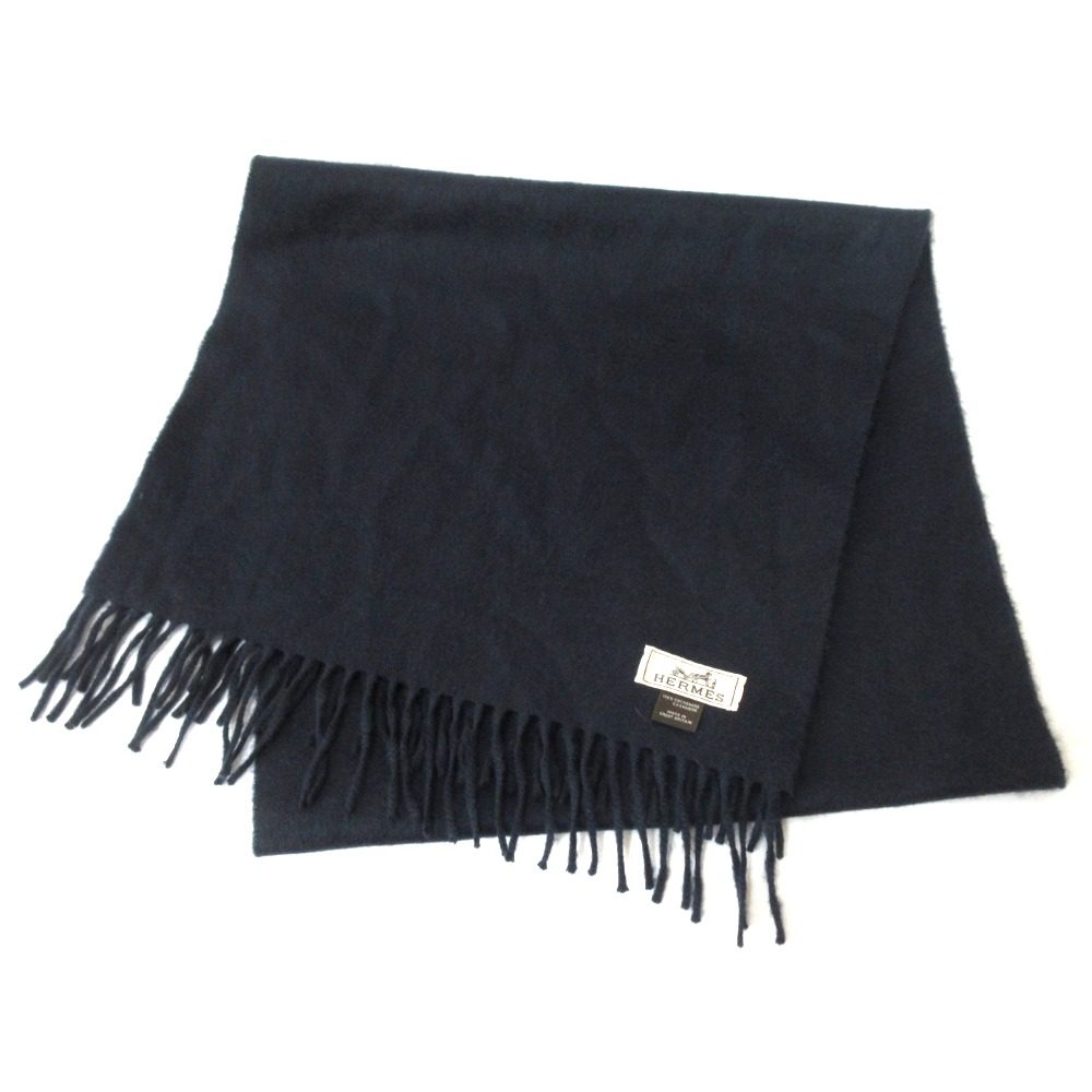 エルメス 刺繍ロゴ 100% カシミア スカーフ