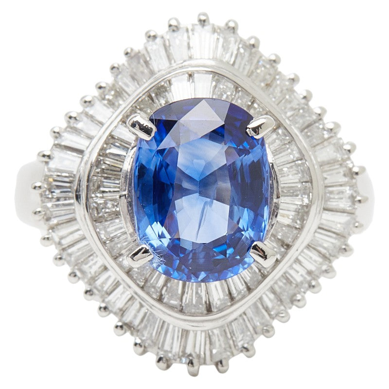 Pt900 プラチナ サファイア ダイヤモンド リング