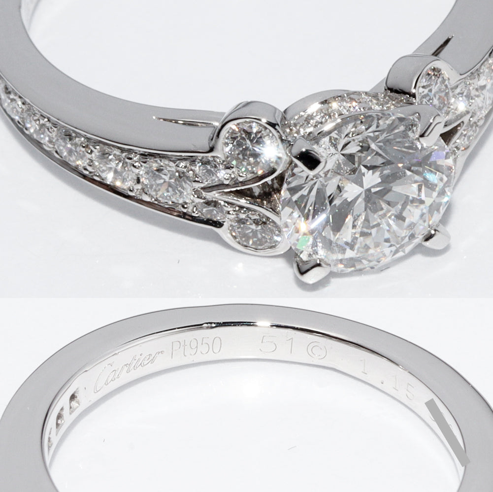 カルティエ Pt950 ダイヤモンド バレリーナ ソリティア リング