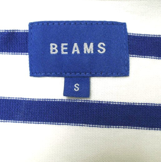 BEAMS カットオフ カーディガン S ホワイト/ブルー