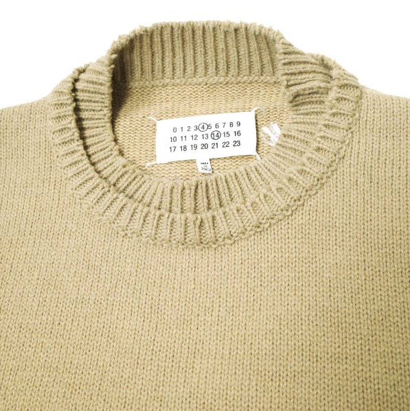 メゾンマルジェラ Elbow Patch Crew Neck Sweater コットンリネンウール ニット