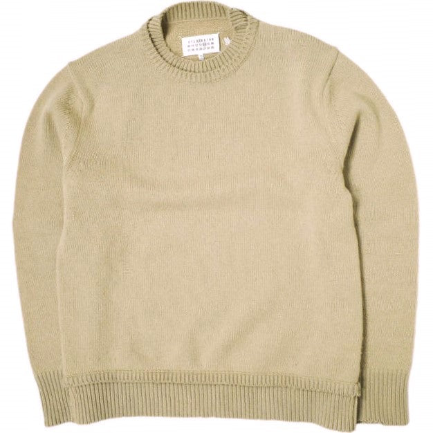 メゾンマルジェラ Elbow Patch Crew Neck Sweater コットンリネンウール ニット
