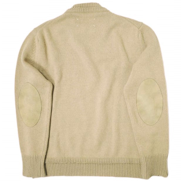 メゾンマルジェラ Elbow Patch Crew Neck Sweater コットンリネンウール ニット
