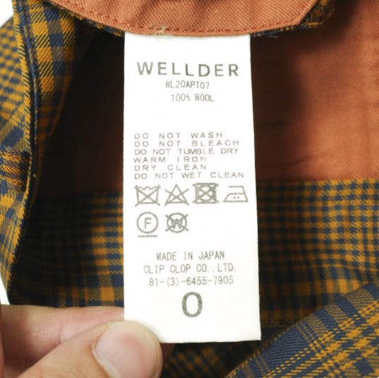 WELLDER ワンタック チェック フレア ウール トラウザーズ