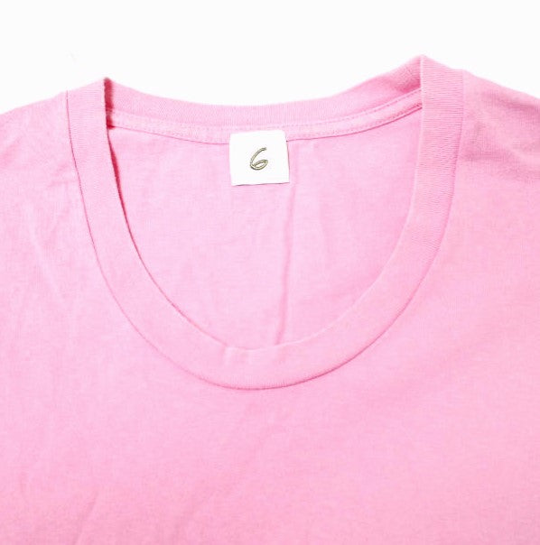 コットン Uネック ノースリーブ Tシャツ ピンク