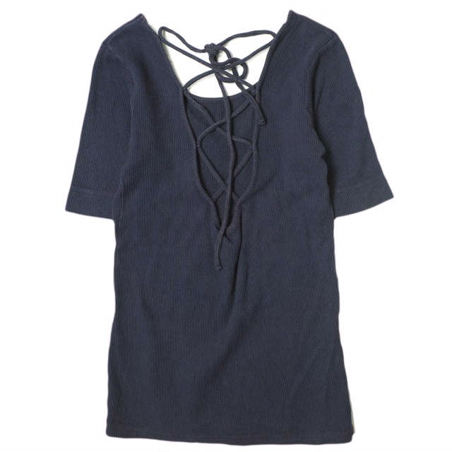 R JUBILEE バック レースアップ Tシャツ ネイビー M