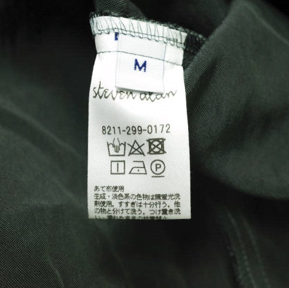スティーブン アラン ヘビー サテン シャツ M オリーブ