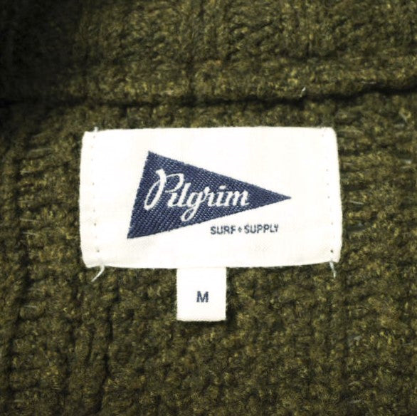 ピルグリムサーフサプライ Santiago Fisherman ポリエステルニットカーディガン
