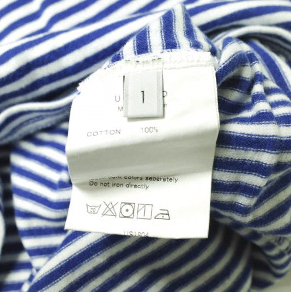 UNUSED パネル ボーダー 長袖 Tシャツ コットン トップ