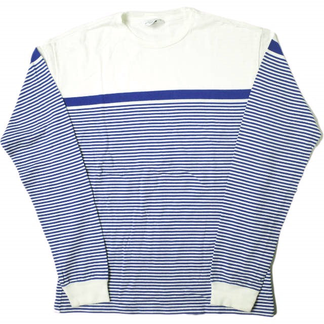 UNUSED パネル ボーダー 長袖 Tシャツ コットン トップ