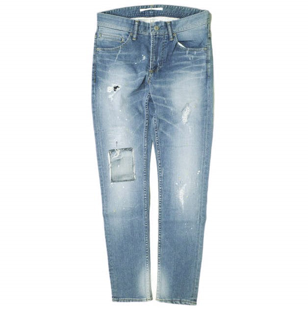 イージーンズ PAINT STRETCH SLIM 綿混 デニムパンツ