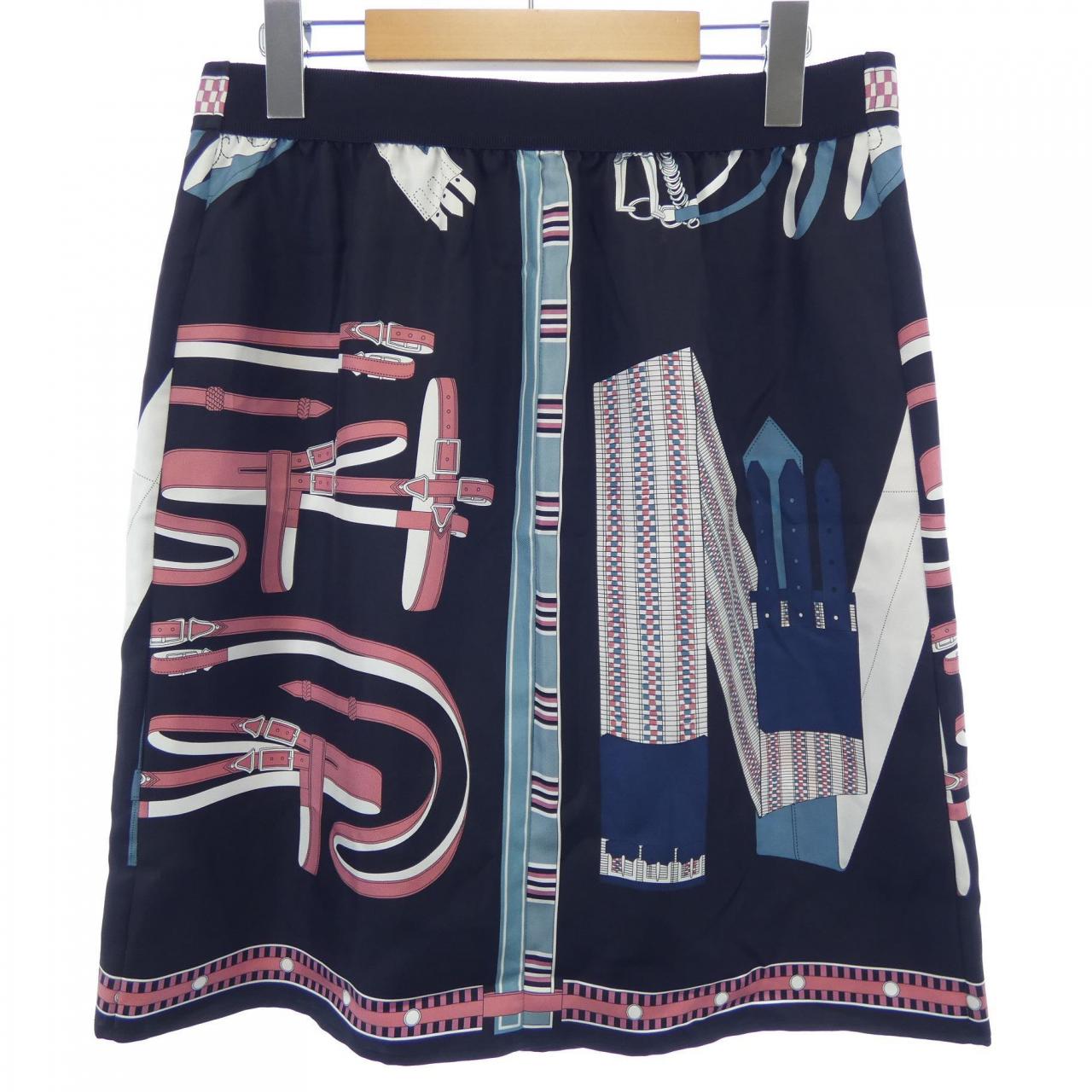 エルメス LETTRES EQUESTRES シルク スカート