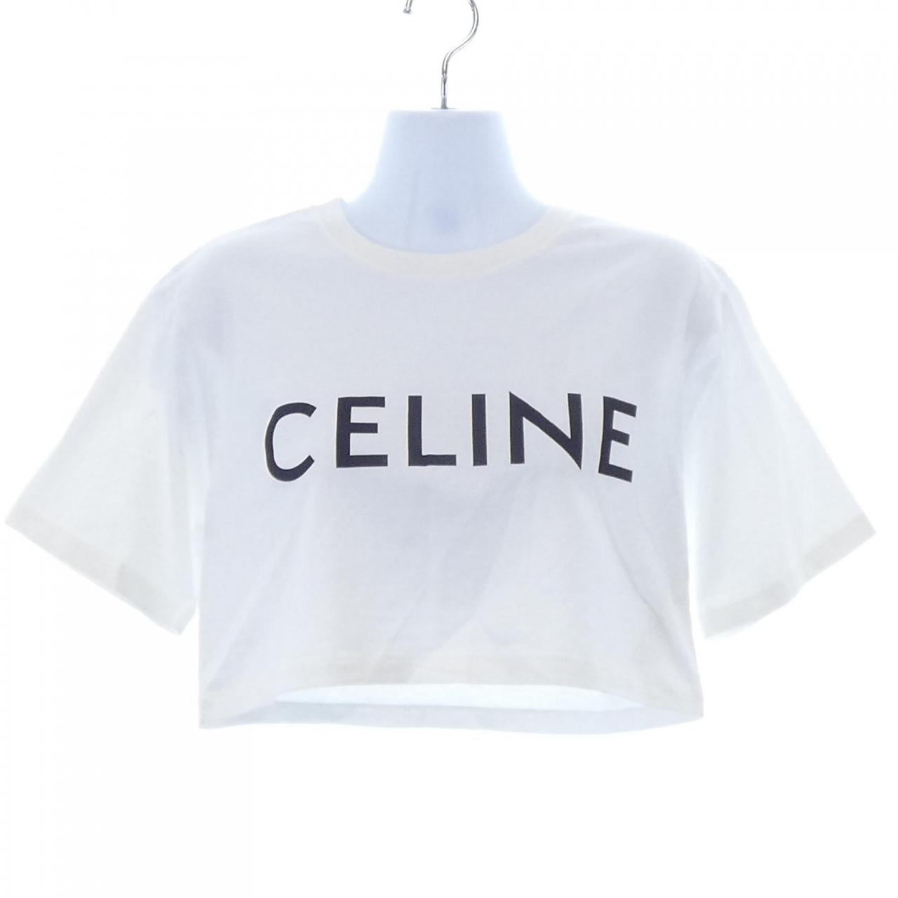 セリーヌ CELINEプリント コットンクロップドTシャツ