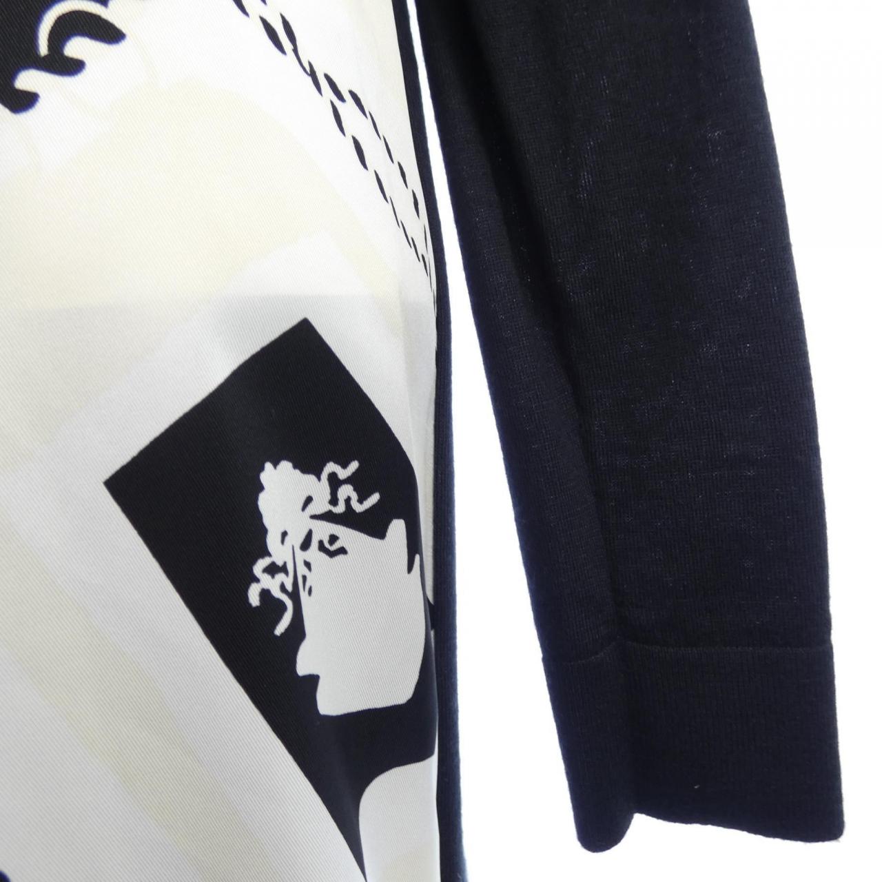 エルメス POSTE ET CAVALEIE ツイルレーヌ シルク カシミヤワンピース36