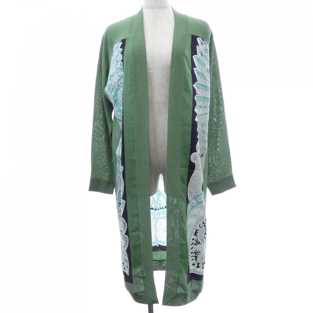 エルメス LE JARDIN LA MAHARANI シルクロングカーディガン